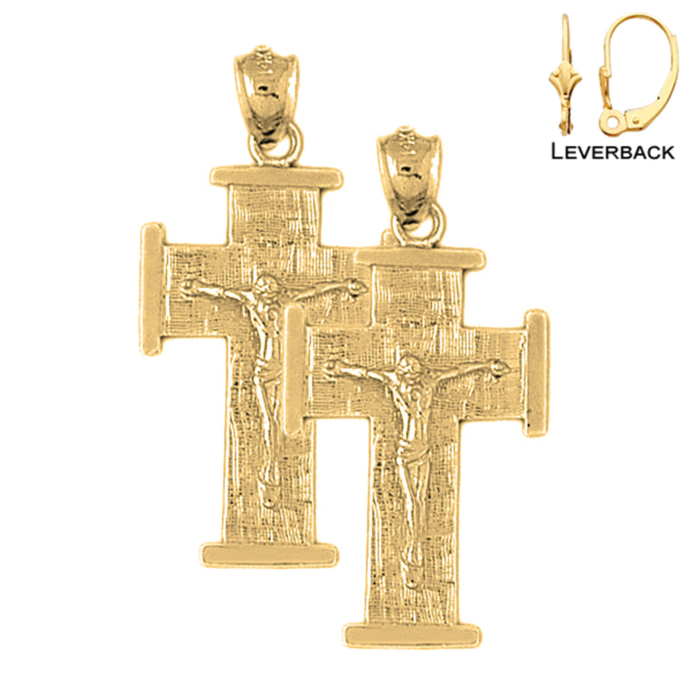 Pendientes Crucifijo Teutónico de Oro de 14K o 18K