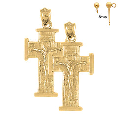 14K or 18K Gold Teutonic Crucifix Earrings