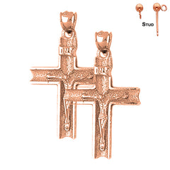 14K oder 18K Gold INRI Kruzifix Ohrringe