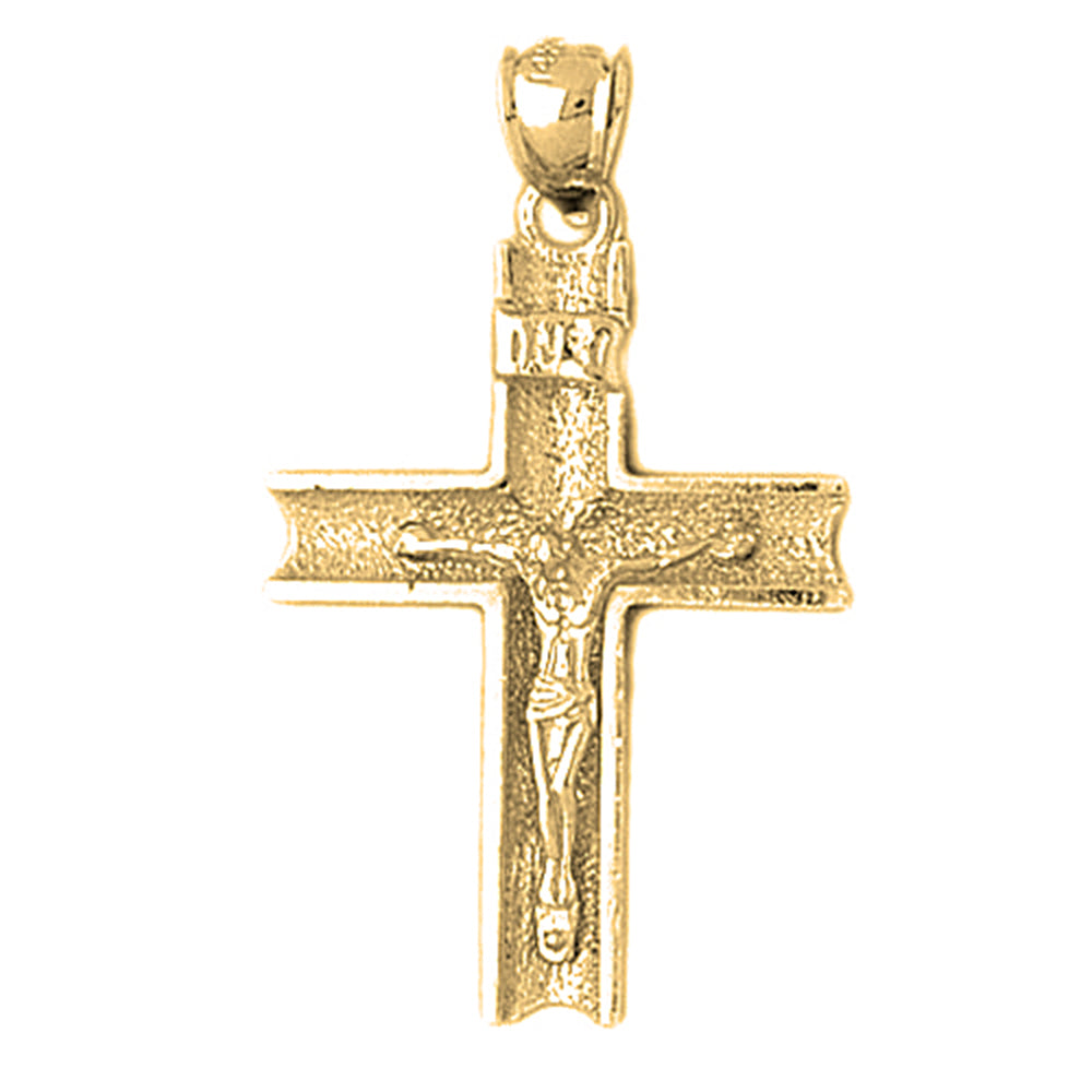 10K, 14K or 18K Gold INRI Crucifix Pendant