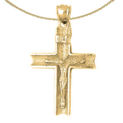 10K, 14K or 18K Gold INRI Crucifix Pendant