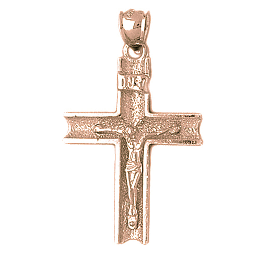 10K, 14K or 18K Gold INRI Crucifix Pendant