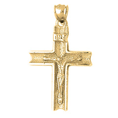 10K, 14K or 18K Gold INRI Crucifix Pendant