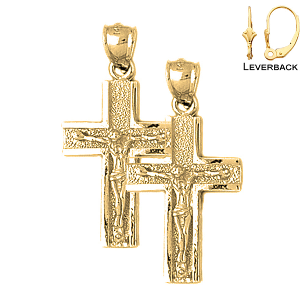 Pendientes de Crucifijo Latino de Oro de 14K o 18K