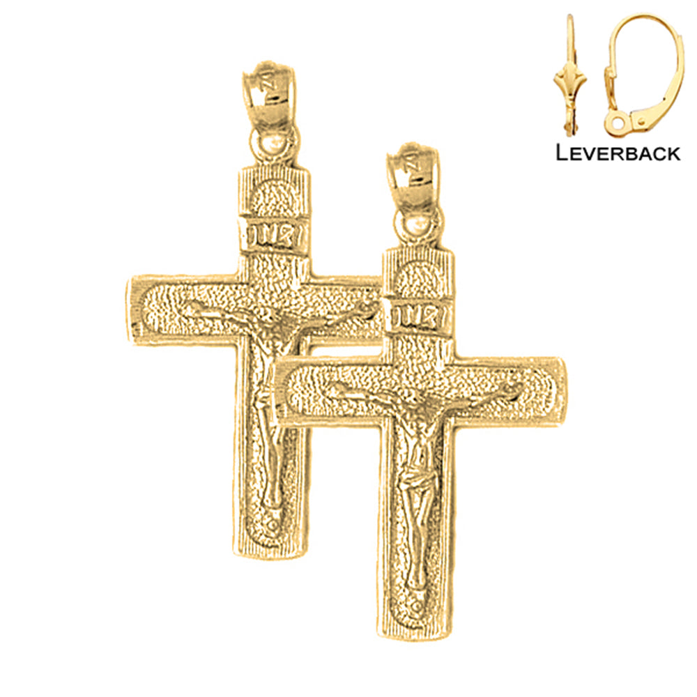 14K oder 18K Gold INRI Kruzifix Ohrringe