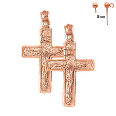 14K oder 18K Gold INRI Kruzifix Ohrringe