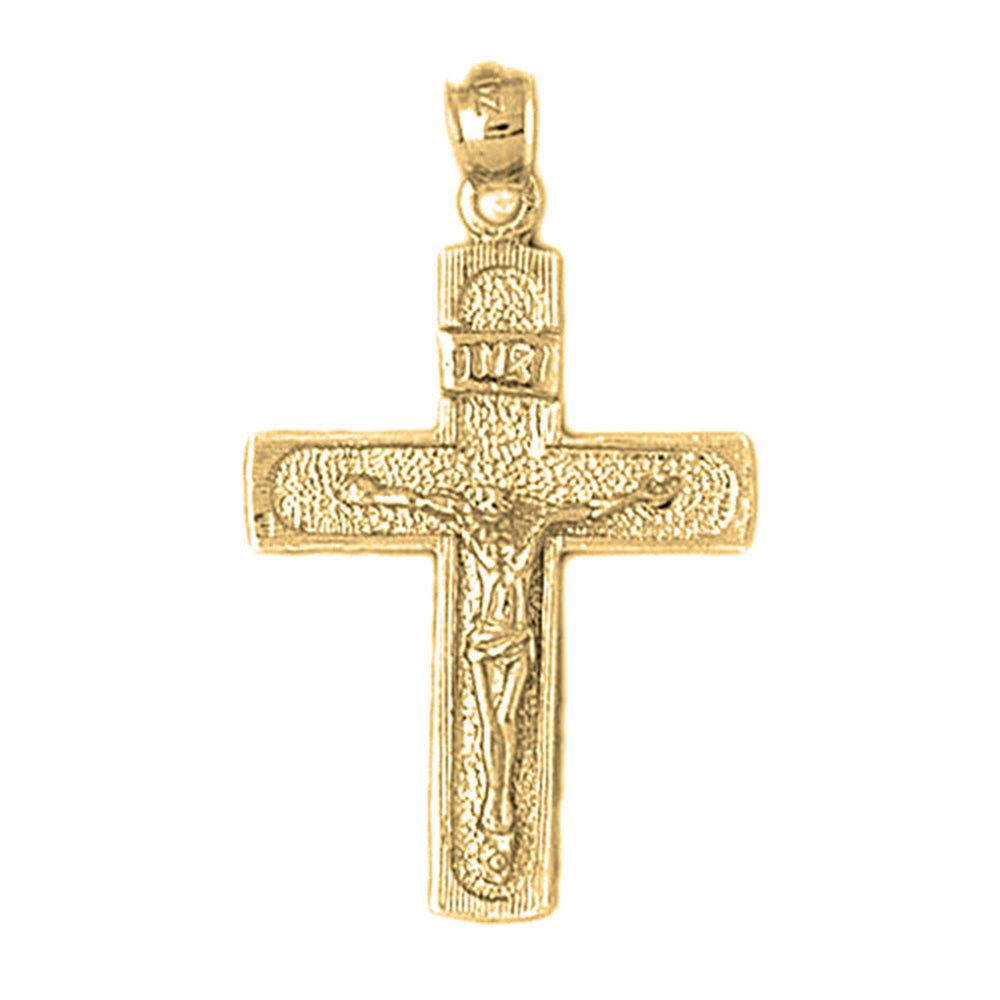 10K, 14K or 18K Gold INRI Crucifix Pendant