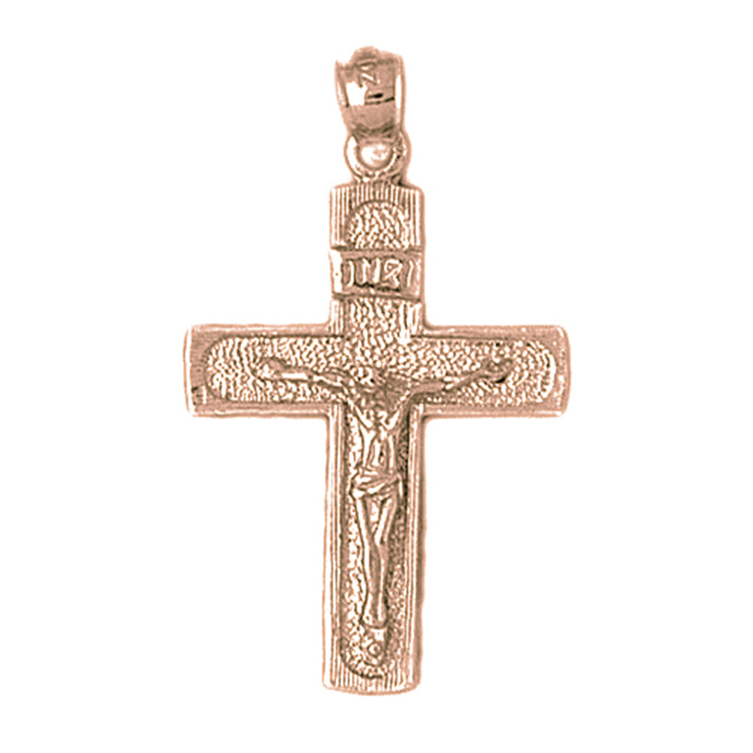 10K, 14K or 18K Gold INRI Crucifix Pendant