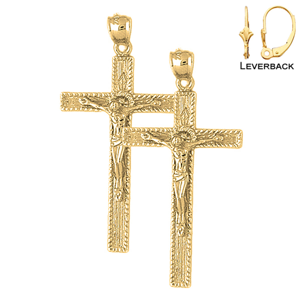 14K or 18K Gold Latin Crucifix Earrings