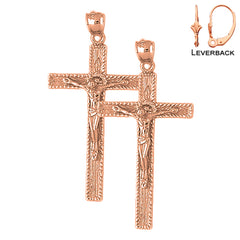 14K or 18K Gold Latin Crucifix Earrings