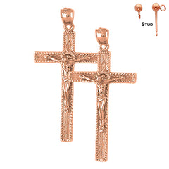 Pendientes de Crucifijo Latino de Oro de 14K o 18K