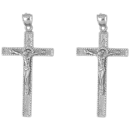 Sterling Silver 47mm Latin Crucifix Earrings