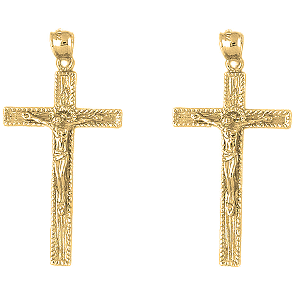 14K or 18K Gold 47mm Latin Crucifix Earrings