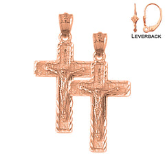 Pendientes de Crucifijo Latino de Oro de 14K o 18K