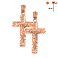 Pendientes de Crucifijo Latino de Oro de 14K o 18K