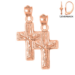 14K or 18K Gold Latin Crucifix Earrings