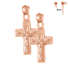 14K or 18K Gold Latin Crucifix Earrings