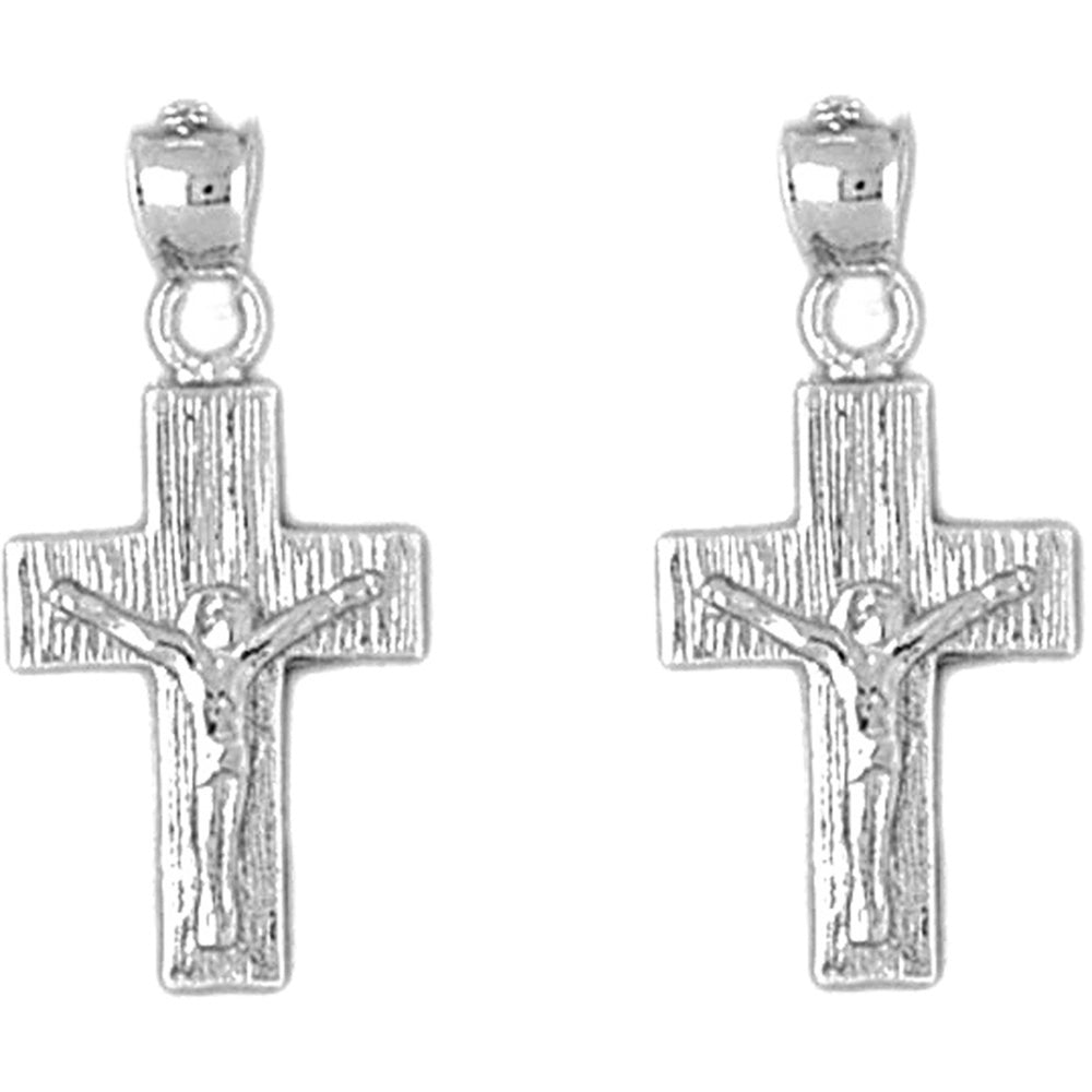 Sterling Silver 25mm Latin Crucifix Earrings