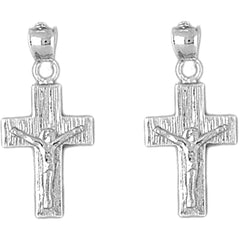 Sterling Silver 25mm Latin Crucifix Earrings