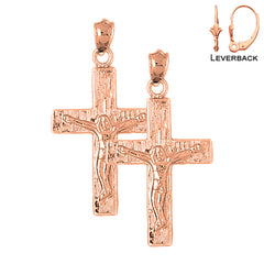 Pendientes de Crucifijo Latino de Oro de 14K o 18K