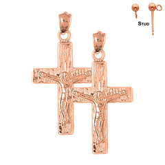 Pendientes de Crucifijo Latino de Oro de 14K o 18K