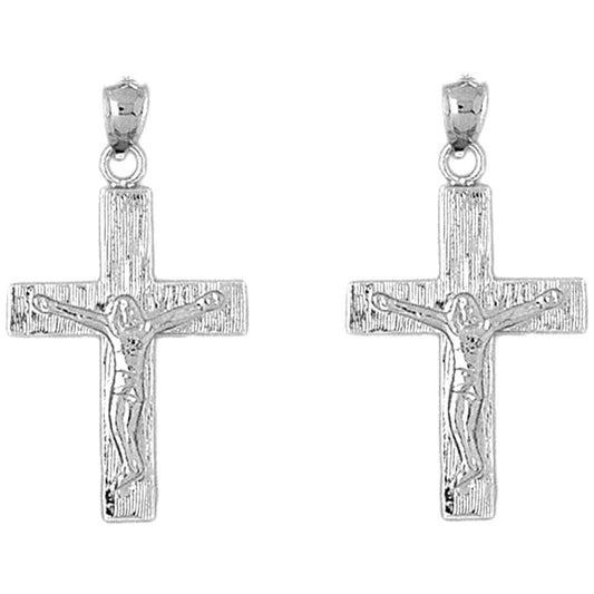 14K or 18K Gold 34mm Latin Crucifix Earrings