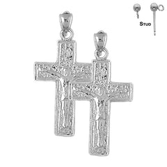 14K or 18K Gold Vine Crucifix Earrings