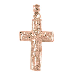 10K, 14K or 18K Gold Vine Crucifix Pendant