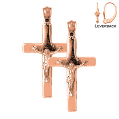 14K or 18K Gold Latin Crucifix Earrings