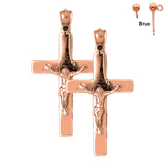 Pendientes de Crucifijo Latino de Oro de 14K o 18K