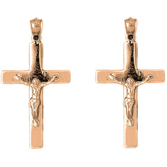 14K or 18K Gold 45mm Latin Crucifix Earrings