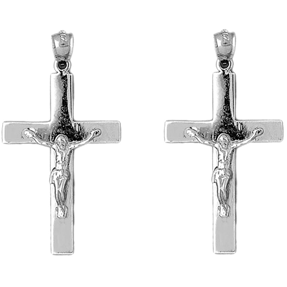 14K or 18K Gold 45mm Latin Crucifix Earrings