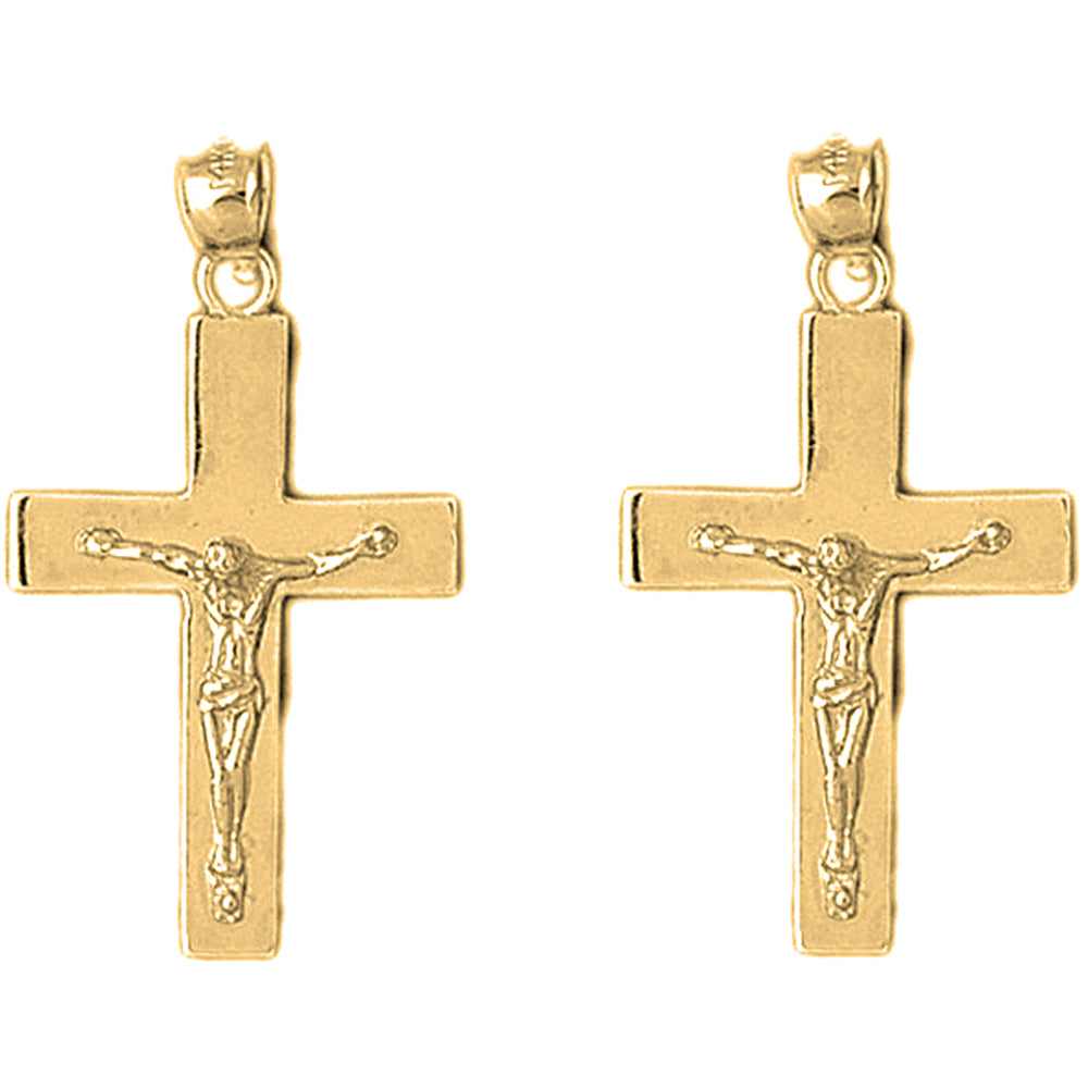 14K or 18K Gold 35mm Latin Crucifix Earrings