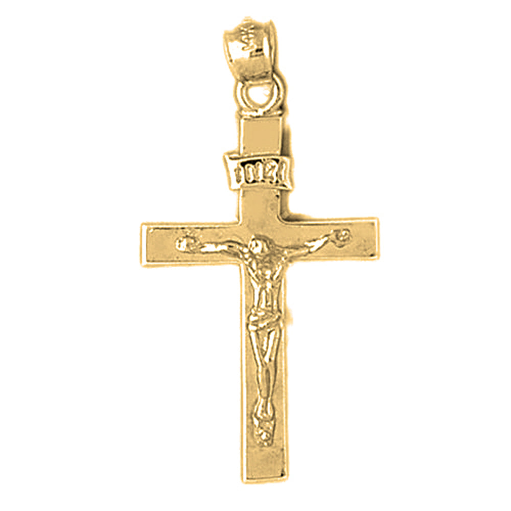 10K, 14K or 18K Gold INRI Crucifix Pendant