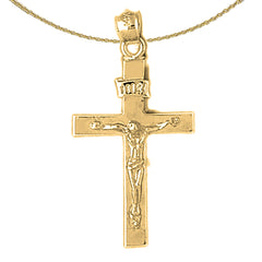 10K, 14K or 18K Gold INRI Crucifix Pendant