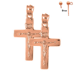 14K oder 18K Gold INRI Kruzifix Ohrringe