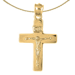 10K, 14K or 18K Gold INRI Crucifix Pendant