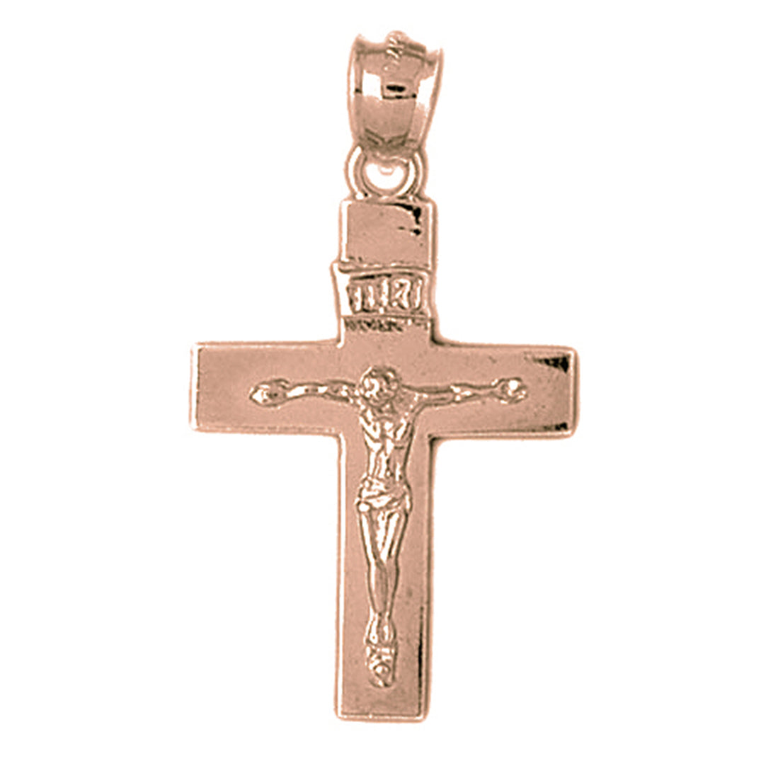 10K, 14K or 18K Gold INRI Crucifix Pendant