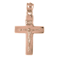 10K, 14K or 18K Gold INRI Crucifix Pendant