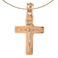 10K, 14K or 18K Gold INRI Crucifix Pendant