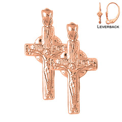 14K or 18K Gold Glory Crucifix Earrings