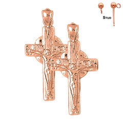 14K or 18K Gold Glory Crucifix Earrings