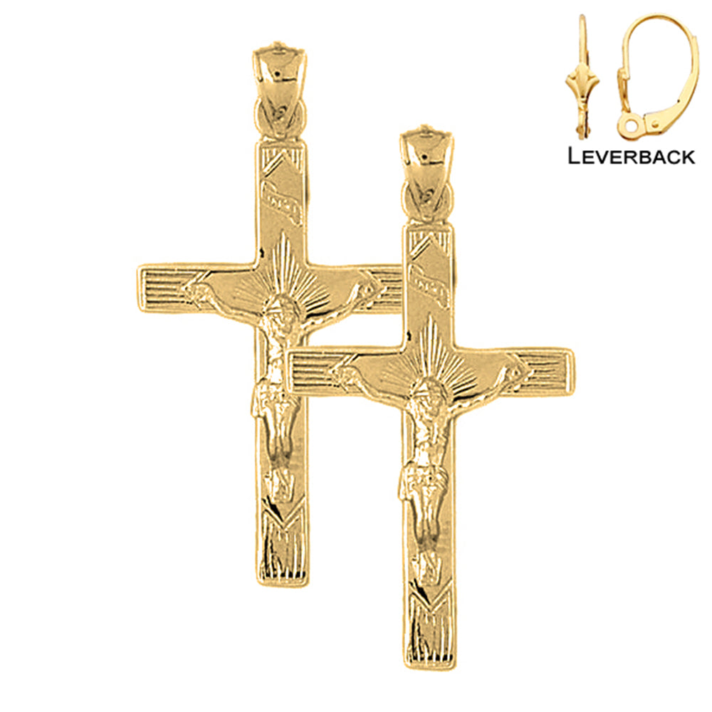 14K or 18K Gold Passion Crucifix Earrings