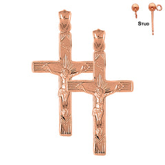 14K or 18K Gold Passion Crucifix Earrings