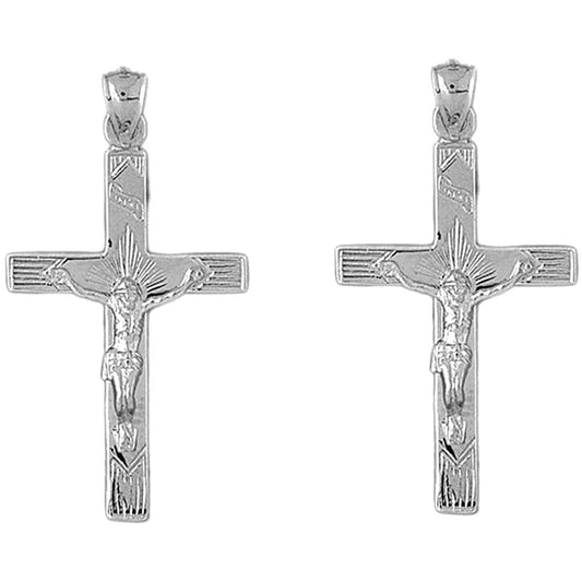 Sterling Silver 44mm Passion Crucifix Earrings