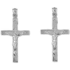Sterling Silver 44mm Passion Crucifix Earrings