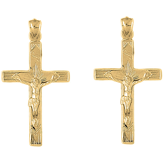 14K or 18K Gold 44mm Passion Crucifix Earrings