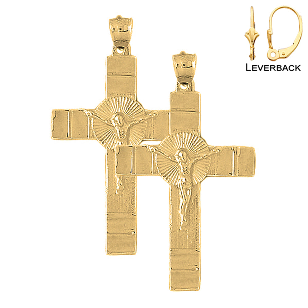 14K or 18K Gold Glory Crucifix Earrings