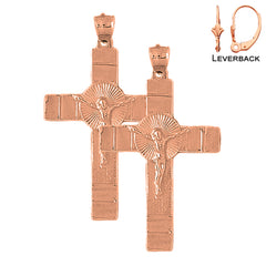 14K or 18K Gold Glory Crucifix Earrings