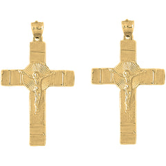 14K or 18K Gold 55mm Glory Crucifix Earrings